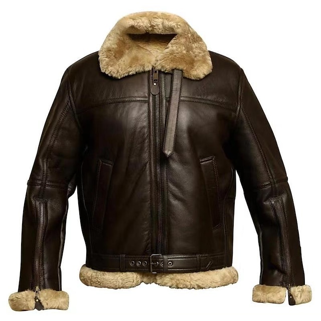 Mens Clothing Mens Outerwear | Men Aviator Brown Ginger Jacket Daily Outdoor Fall Winter Short Coat Zipper Regular Fit Windproof