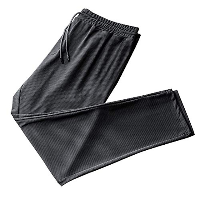  Bărbați Pantaloni Pantaloni casual Cordon Talie elastică Culoare solidă Respirabil Uscare rapidă Sport exterior Zilnic Alergat Elastică Larg Negru de plasă [în spatele picioarelor Negru de ochiuri
