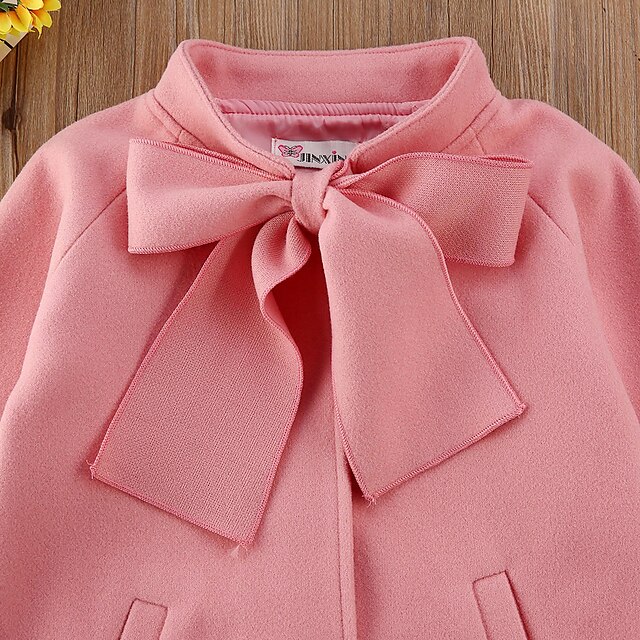 Baby & Kids Girls Clothing | Kids Girls Coat Long Sleeve Green Pink Wine Plain Pocket Fall Winter Active Street 2-12 Years / Str