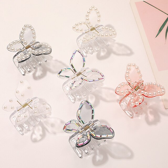 Beauty & Hair Health & Personal Care | 6 Pcs/set Transparent Three-Dimensional Butterfly Grasp Elegant Temperament Pearl Water D