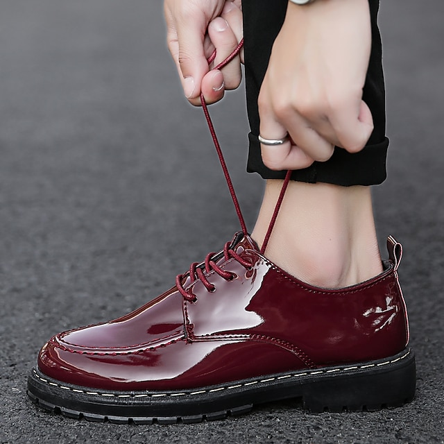 Shoes & Bags Mens Shoes | Mens Oxfords Classic Chinoiserie Daily Office & Career Patent Leather Burgundy Black Fall Spring - BT1