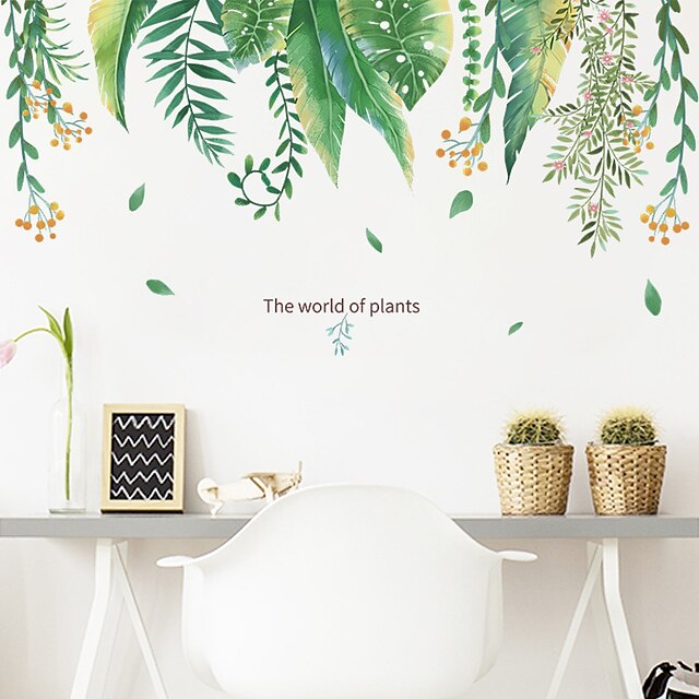 Home & Garden Home Decor | Floral Plants Wall Stickers Bedroom Living Room Removable Pre-pasted PVC Home Decoration Wall Decal 9