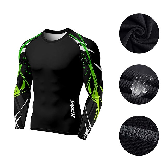 Sports & Outdoors Running, Jogging & Walking | 21Grams® Mens 2 Piece Activewear Set Geometric Compression Suit Athletic Athleisu