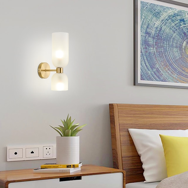  Lámparas de pared modernas de montaje empotrado, lámpara de pared de cobre para sala de estar, dormitorio, 220-240 v