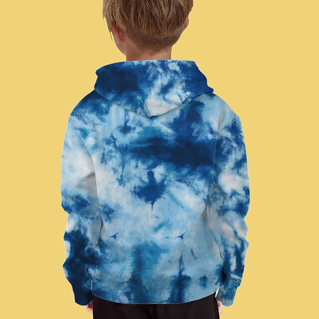 Baby & Kids Boys Clothing | Kids Boys Hoodie Long Sleeve Blue 3D Print Graphic Tie Dye Daily Active 4-12 Years / Fall - XC87772