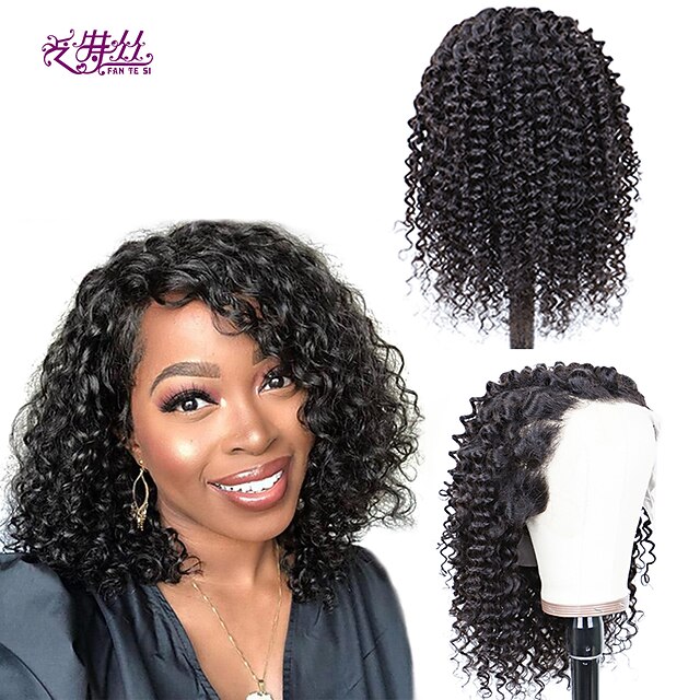 

Remy Human Hair Lace Front Wig Free Part style Brazilian Hair Deep Wave Black Wig 150% Density Women Women's 20 inch Human Hair Lace Wig