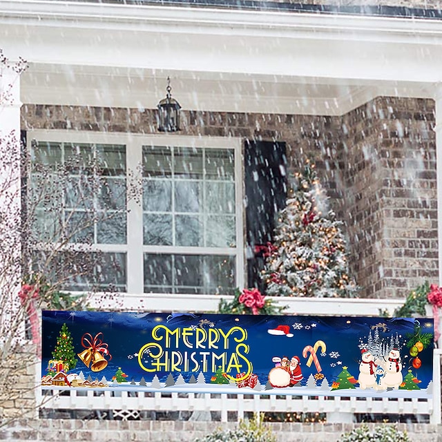  god julebanner, utendørs julebannerdekorasjoner, hengende juledekor utendørs og innendørs, tilbehør til festdekorasjoner til juleferien 300*50 cm (10 fot*18,9 tommer)