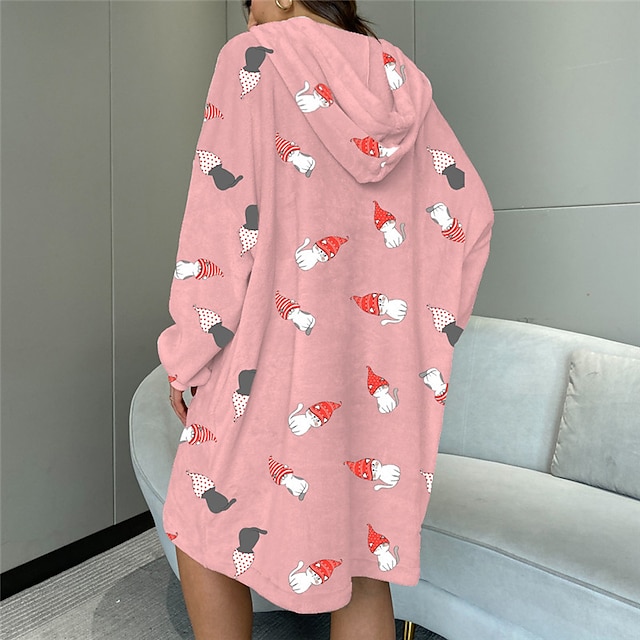 Womens Clothing Womens Sleep & Lounge | Womens Pajamas Hoddie Blanket 1 pc Cartoon Simple Fashion Soft Home Christmas Daily Poly