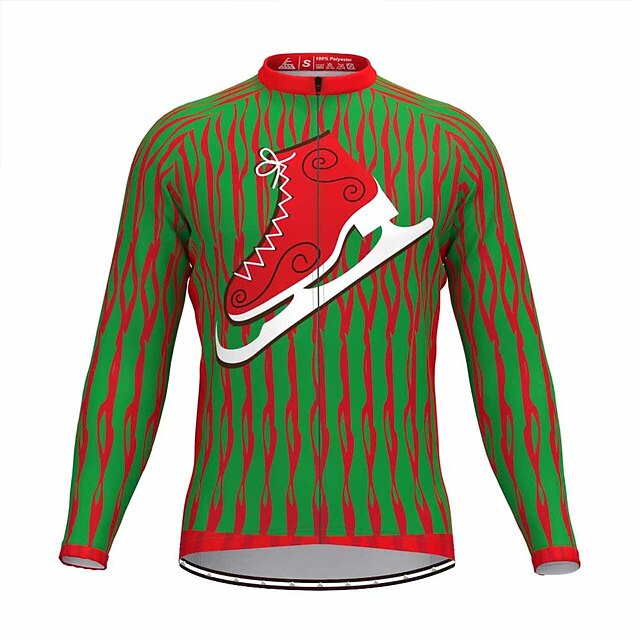 Herren Radtrikot Grafik Linien / Wellen Hässliche Weihnachten Langarm Fahhrad Oberteil mit 3 Gesäßtaschen Mountainbike MTB Straßenradsport Schnelltrocknend Reflektierende Streifen Rückentasche