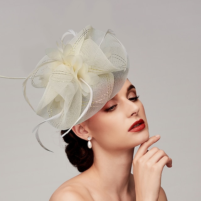  נוצות / רשת fascinators כובע דרבי קנטקי / כיסוי ראש עם נוצה / כובע / פרח 1 PC חתונה / יום האהבה / כיסוי ראש של ולנטיין