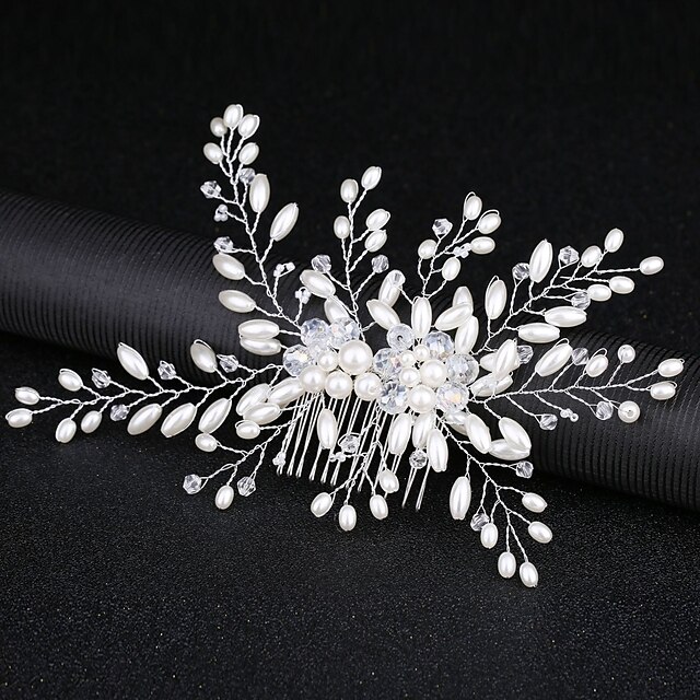  Wedding Bridal Alloy Hair Combs / Flowers / Headdress with Imitation Pearl / Crystals / Rhinestones 1 PC Wedding / Special Occasion Headpiece