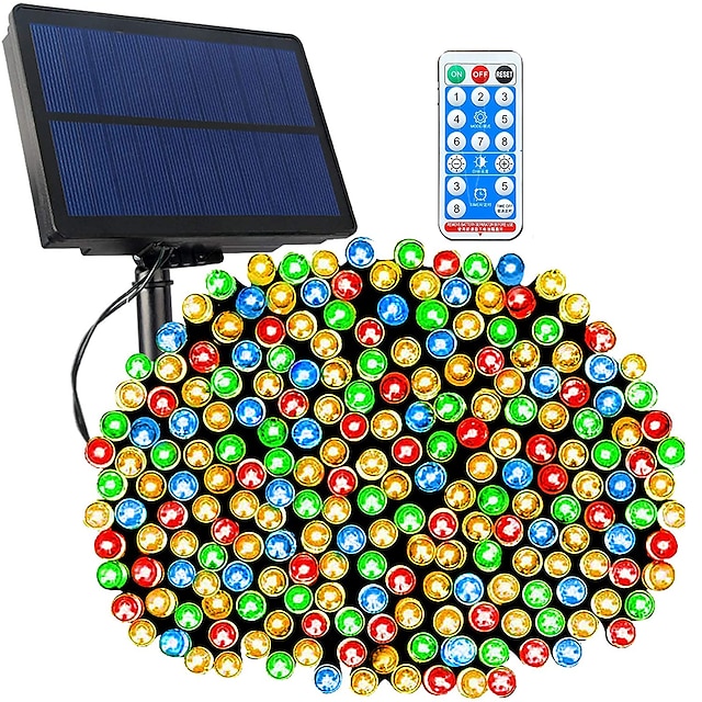  LED Solar Christmas String Lights Outdoor Waterproof 100m 334.5Ft 1000LED/50m 171Ft 500 LED Solar Christmas Lights with Remote8 Modes Waterproof Patio Lights for Christmas Tree Patio Yard Garden Party Decor