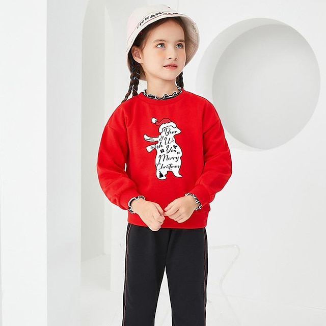 Baby & Kids Matching Outfits | Tops Family Look Cotton Cartoon Graphic Christmas Gifts Print White Black Red Long Sleeve Basic M