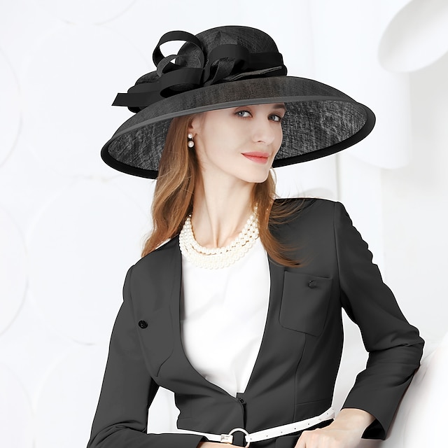  kapelusze lniany melonik / kapelusz kloszowy kapelusz typu Bucket kapelusz sinamay wieczór weselny impreza wyścigi konne dzień pań melbourne puchar elegancki elegancki i luksusowy romantyczny z kokardą nakrycie głowy nakrycia głowy