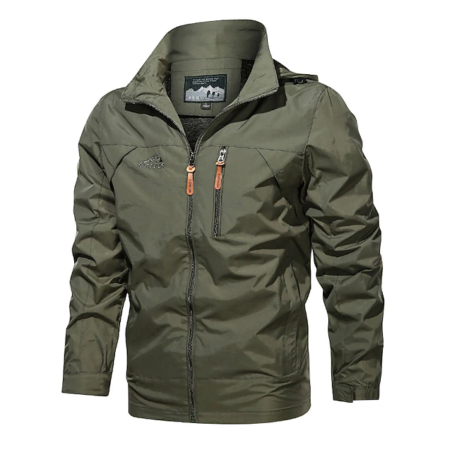 Men's Outdoor Jacket Tactical Jacket Windcheater Jacket Street Daily Waterproof Windproof Pocket Fall Solid Color Casual Turndown Regular Regular Fit Black Army Green Blue Khaki Gray Jacket 14