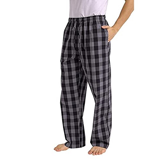 Men's Loungewear Sleepwear Pajama Pant Lounge Pants Grid / Plaid ...
