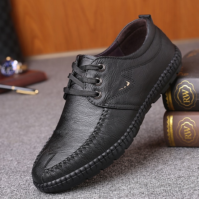 Shoes & Bags Mens Shoes | Mens Oxfords Classic British Daily Office & Career PU Booties / Ankle Boots Black Yellow Fall Spring -