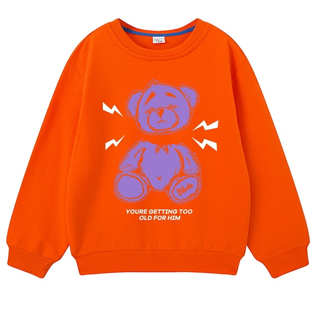 Baby & Kids Boys Clothing | Kids Boys Sweatshirt Long Sleeve Green Blue Black Bear Cotton Daily Outdoor Basic Cool 8 years+ / Fa