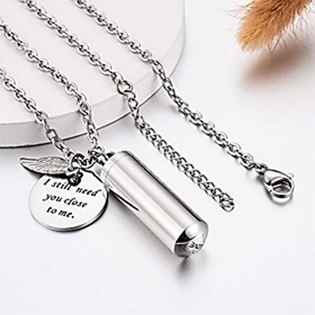 Shoes & Bags Fashion Accessories | cylinder urn necklace for ashes cremation jewelry/keychain for human pet stainless steel memo