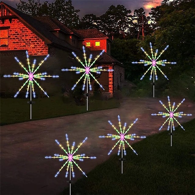  Christmas Lights Outdoor Firework String Light LED Solar Light for Home Christmas Holiday Yard Light Outdoor Waterproof Garden Garland Decoration Fairy DIY Lamp With Remote Controller