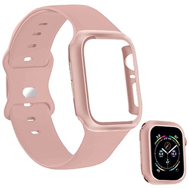 silicone band with case compatible with apple watch band 38/40/42/44mm,  soft silicone sport replacement band compatible with iwatch series 1/2/3/4/5/6/se  (case compatible with series 4/5/6) 8884173 2022 – $10.28
