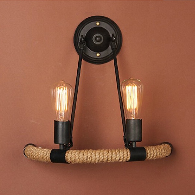  leuke vintage indoor slaapkamer kantoor henneptouw wandlamp led ip24 110-240 v