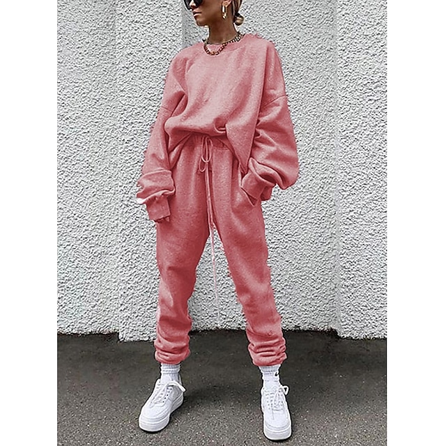 Sports & Outdoors Running, Jogging & Walking | Womens 2 Piece Tracksuit Sweatsuit Street Casual Winter Long Sleeve 14 Colors The