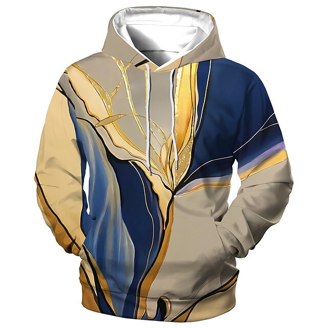 Men's Abstract Graphic Prints Hoodie Hoodies Sweatshirt Designer Casual Long Sleeve Hooded Daily Sports Navy Blue Print Spring &  Fall Designer3