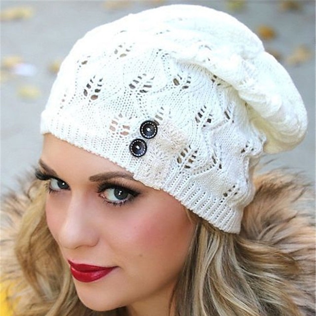 Womens Clothing Womens Accessories | Womens Basic Beanie / Slouchy Party Dailywear Sports Outdoor Pure Color Pure Color White Bl