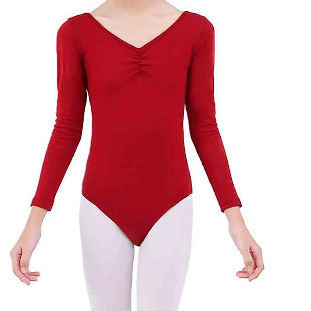  Kids' Dancewear Ballet Leotard / Onesie Lace Splicing Girls' Training Performance Long Sleeve Tulle Cotton
