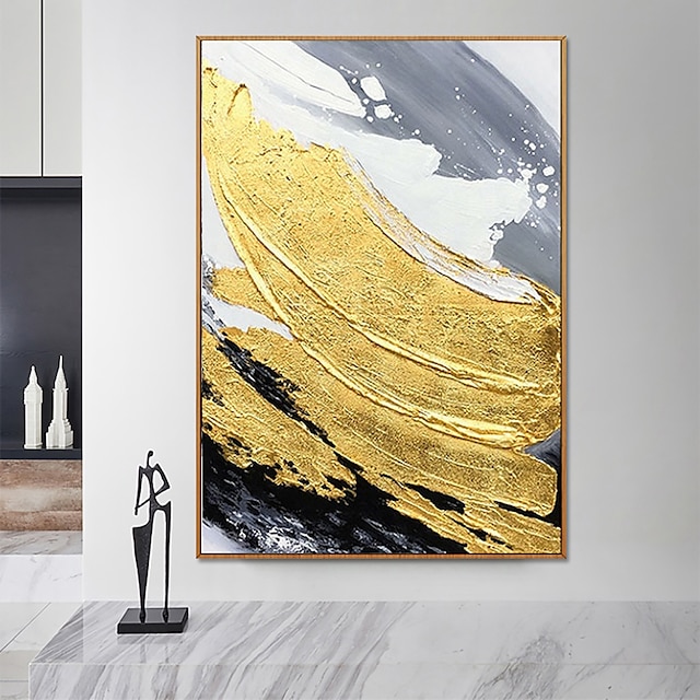 Home & Garden Wall Art | Oil Painting Hand Painted Modern Nordic style Abstract Gold Wall Art Home Room Decoration Rolled Canvas