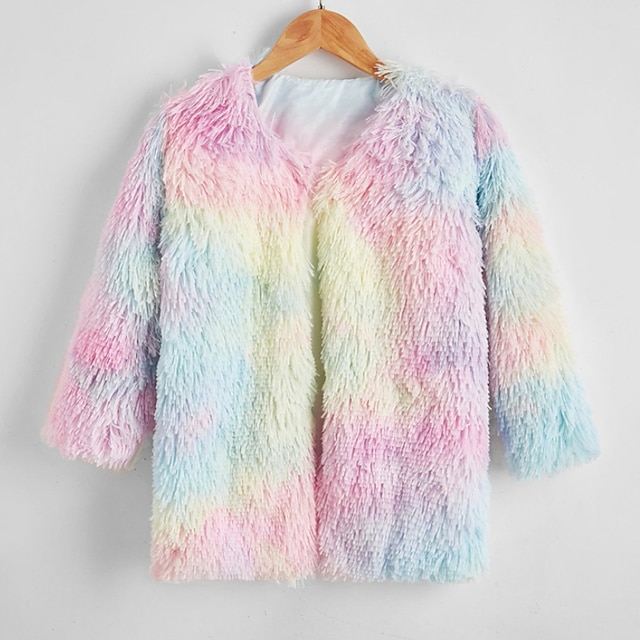 Baby & Kids Girls Clothing | Kids Girls Coat Long Sleeve Rainbow Tie Dye Fall Winter Adorable 3-8 Years / Cute - QE84940