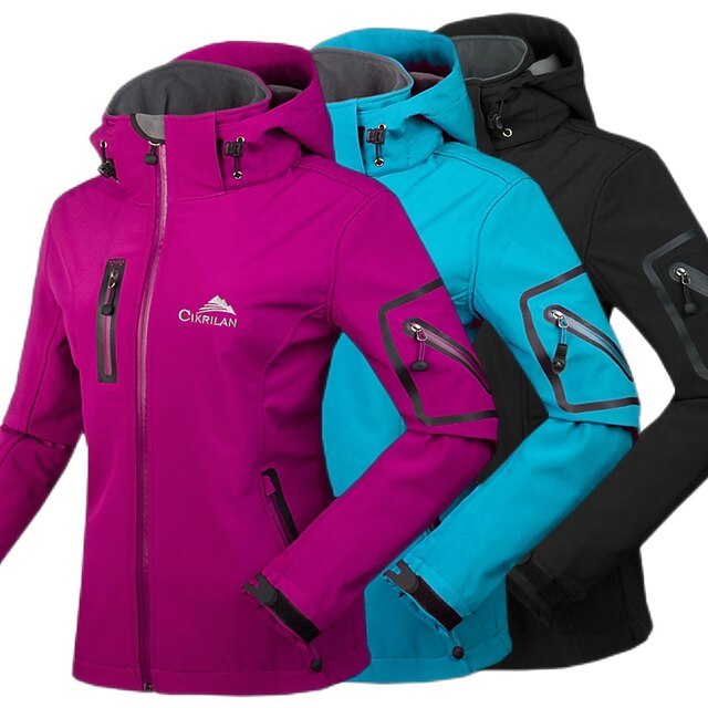 Cikrilan Women's WaterResistant Softshell Jacket with Removable Hood
