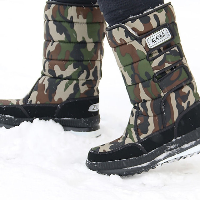  أحذية الثلج للرجال أحذية منتصف الساق مقاومة للماء الفراء اصطف أحذية الشتاء أحذية التزلج للتزلج ممارسة رياضات الثلج في الهواء الطلق