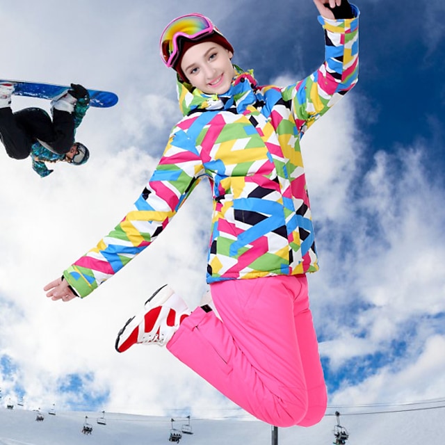  ARCTIC QUEEN Femme Veste de ski avec pantalon à bretelles Combinaison de Ski Extérieur L'hiver Chaud Etanche Coupe Vent Respirable Combinaison de ski Ensembles de Sport pour Ski Sports d'hiver