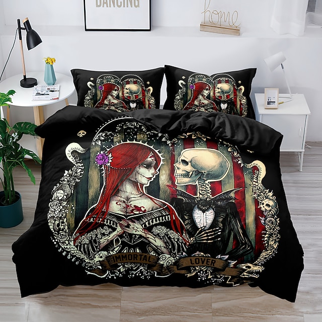  2ps/3ps 3D Bedding  Skull print Print Duvet Cover Bedding Sets Comforter Cover with 1 print Print Duvet Cover or Coverlet，2 Pillowcases for Double/Queen/King