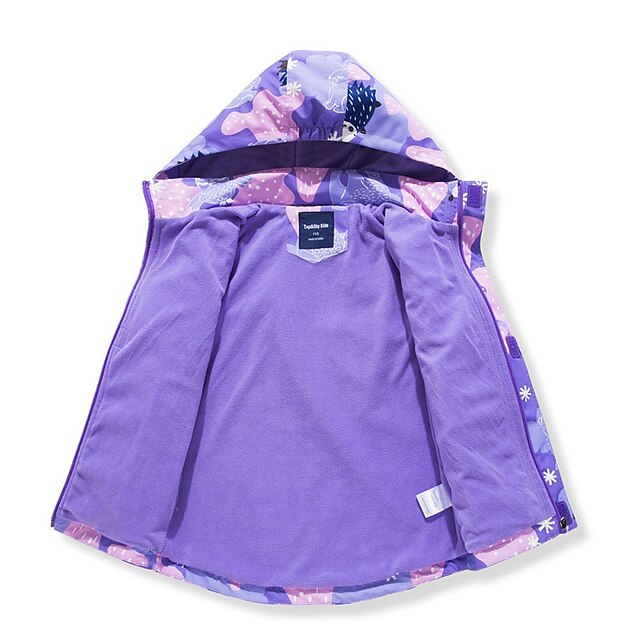 Baby & Kids Girls Clothing | Kids Girls Coat Long Sleeve Green Blue Purple Floral Pocket Fall Winter Active Street 3-10 Years / 