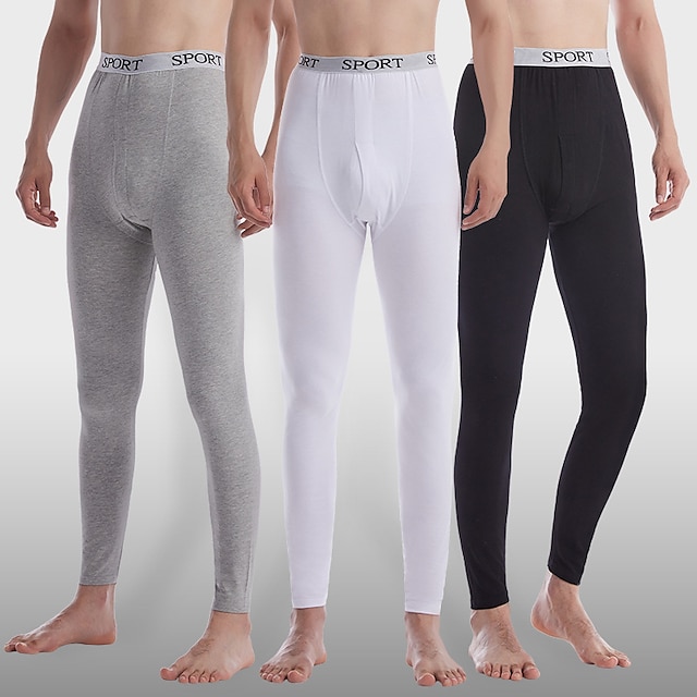 Men's Long Johns Thermal Underwear Thermal Pants 1 PC Plain Home Bed ...