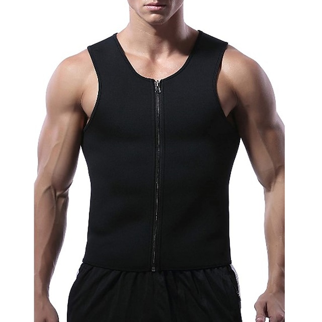 Men's Sweat Vest Body Shaper Zipper Slimming Sauna Tank Tops Neoprene Gym Jacket 