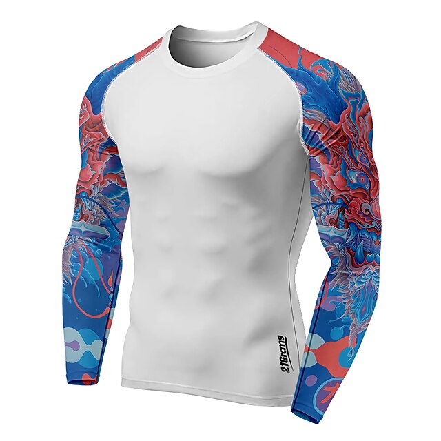  21Grams® Men's Long Sleeve Compression Shirt Running Shirt Top Athletic Athleisure Spandex Breathable Quick Dry Moisture Wicking Fitness Gym Workout Running Active Training Exercise Sportswear Dragon