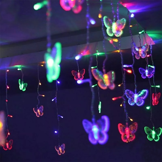  3.5m 96led butterfly led string strip light festival holiday icicle cortina luces navidad año nuevo lámpara ac110v 220v 230v 240v eu EE. UU. Au reino unido enchufe