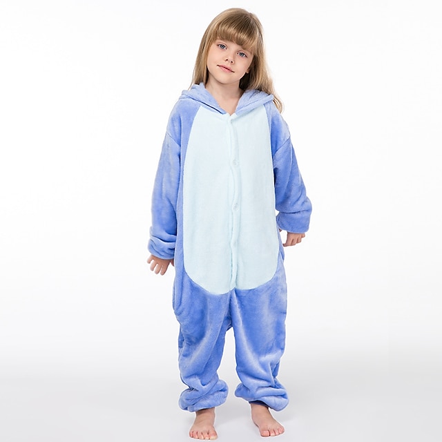 Toys & Hobbies Cosplay & Costumes | Kids Kigurumi Pajamas Nightwear Camouflage Blue Monster Onesie Pajamas Polar Fleece Blue / P