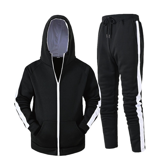 Sports & Outdoors Running, Jogging & Walking | Mens 2 Piece Full Zip Tracksuit Sweatsuit Casual Athleisure Winter Long Sleeve Hi