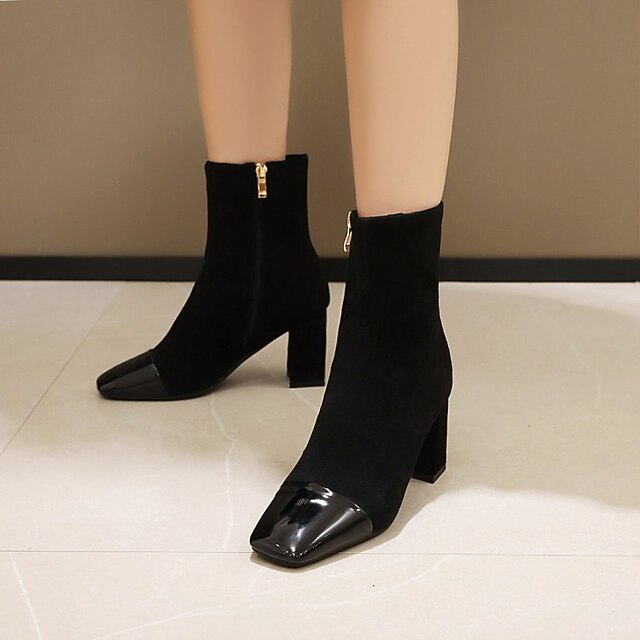 Mujer Botas Botas a media pierna Botines Botines Tacón Cuadrado Dedo  cuadrada Diario PU Cremallera Bloque de color Negro Beige / Mitad de Gemelo  8882319 2022 – €49.99