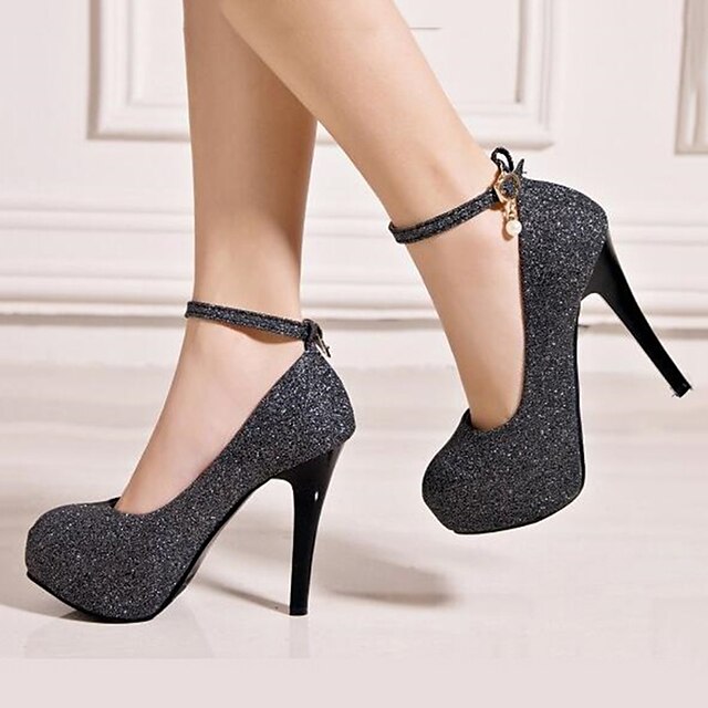 Women's Heels Pumps Glitter Crystal Sequined Jeweled Plus Size Ankle ...
