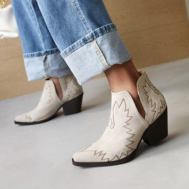 chunky heel pointed toe bootie