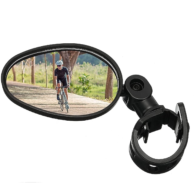  Espejo retrovisor Espejo retrovisor para manillar de bicicleta Ajustable Vuelo invertido de 360 grados Universal Ciclismo motocicleta Bicicleta Plásticos Negro Bicicleta de Pista Bicicleta de Montaña