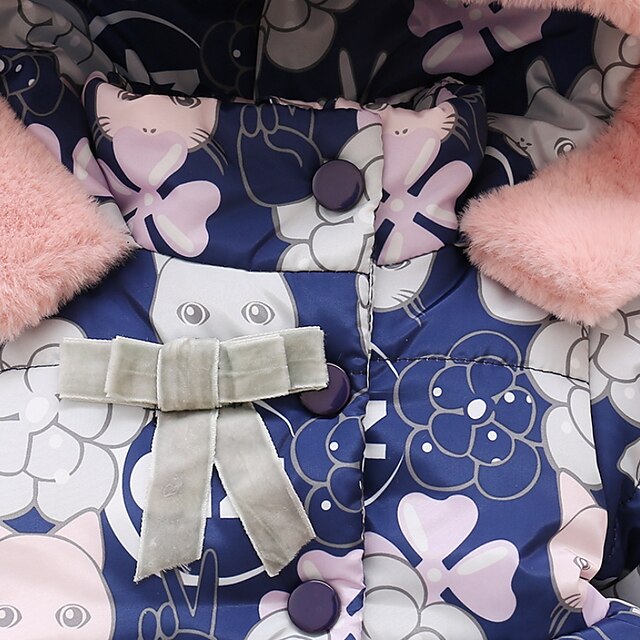 Baby & Kids Girls Clothing | Toddler Girls Coat Long Sleeve Blue Blushing Pink Cartoon Graphic Animal Cotton Daily Outdoor Adora