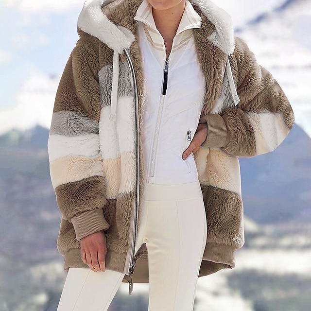 Women's Zip Hoodie Sweatshirt Fleece Pullover Sherpa Fleece Teddy Zip ...