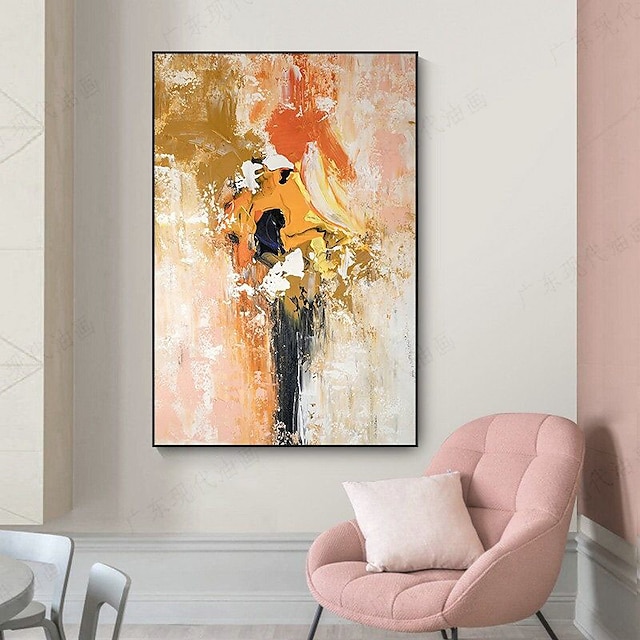 Home & Garden Wall Art | Oil Painting Handmade Hand Painted Wall Art Modern Black Orange Abstract Home Decoration Decor Rolled C